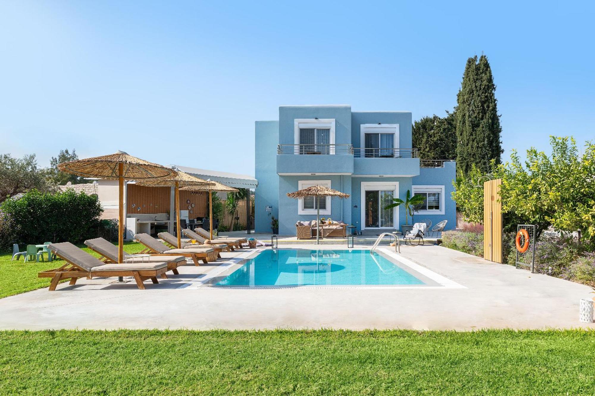 Ethria Pool Villa With Heated Jacuzzi Afantou Dış mekan fotoğraf