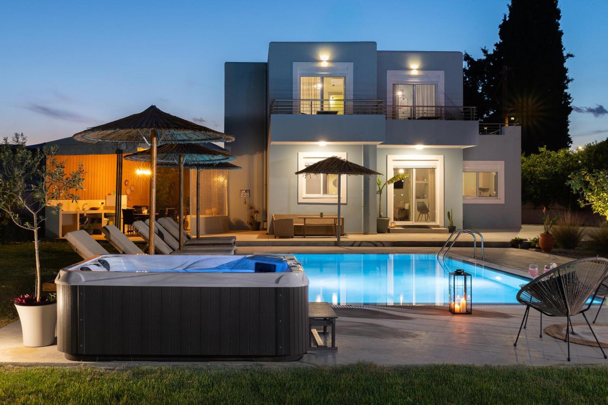Ethria Pool Villa With Heated Jacuzzi Afantou Dış mekan fotoğraf